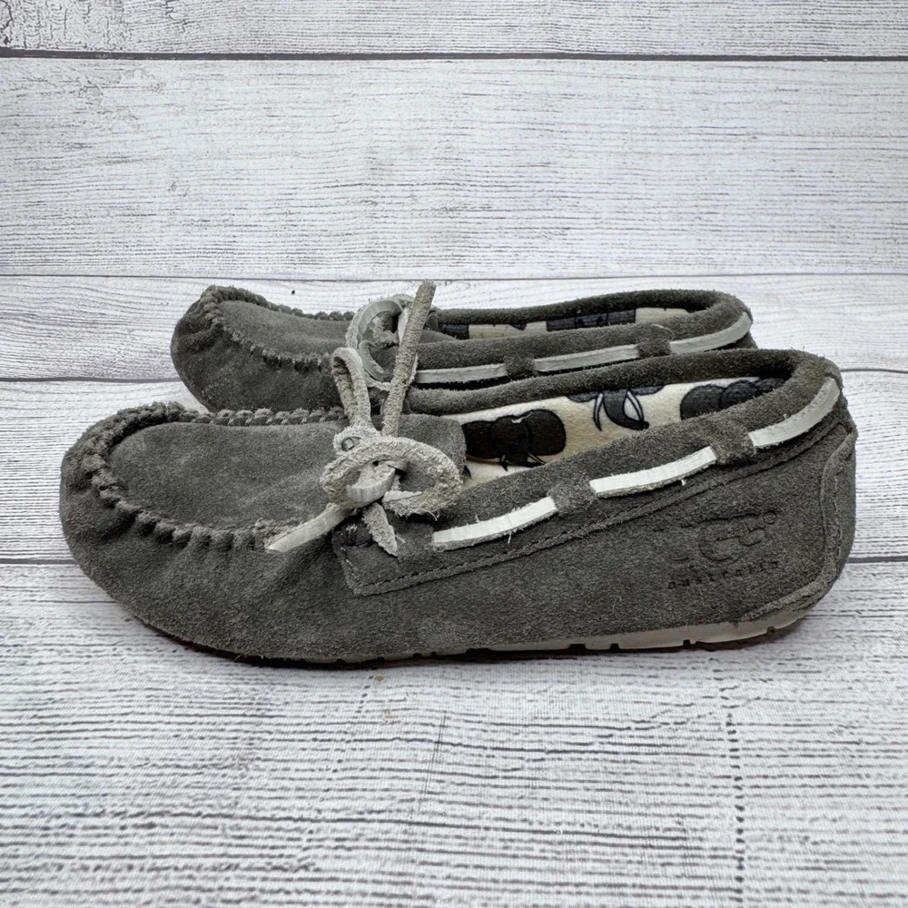 Kids UGG‎ Australia Grey Suede Moccasin Slippers Size 10